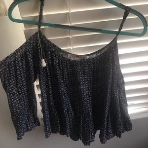 Boho shirt, off the shoulder.